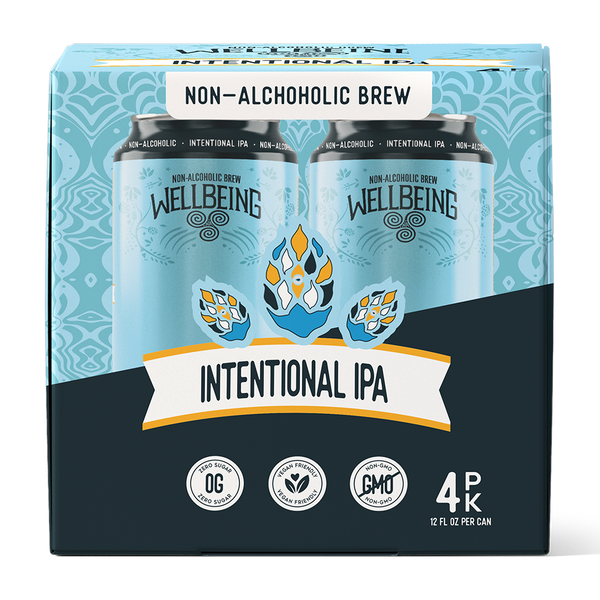 WellBeing Brewing Intentional IPA non-alcoholic beer 12oz 4-pack box